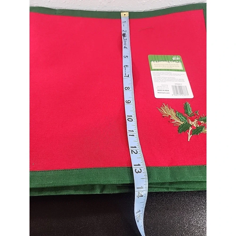 Set of 10 Christmas‎ green Red Placemat with red poinsettias 14
